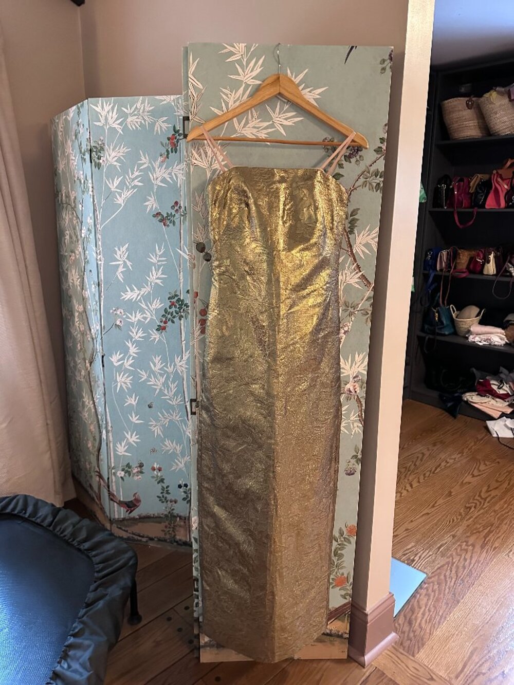 Ralph Lauren Brocade Strapless Gold Dress